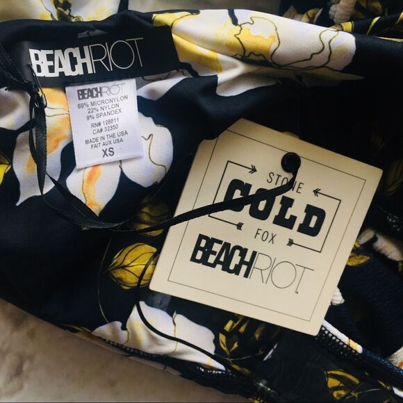 Beach Riot x Stone Cold Fox Paige Floral Print Cut Out Swimsuit Sz XS NWT - Picture 6 of 10